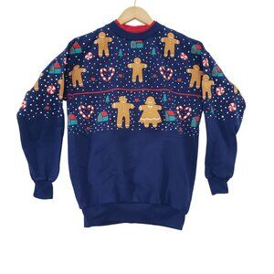 Vintage 1994 Artisans Gingerbread Holiday Sweatshirt S/M Christmas Holiday Party